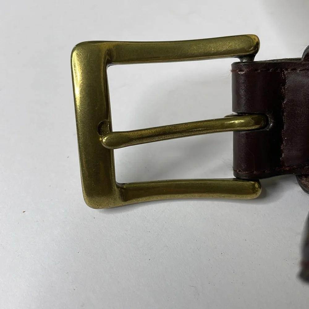 Men’s Leather Belt Brown Professional Brass Buckle 34/36